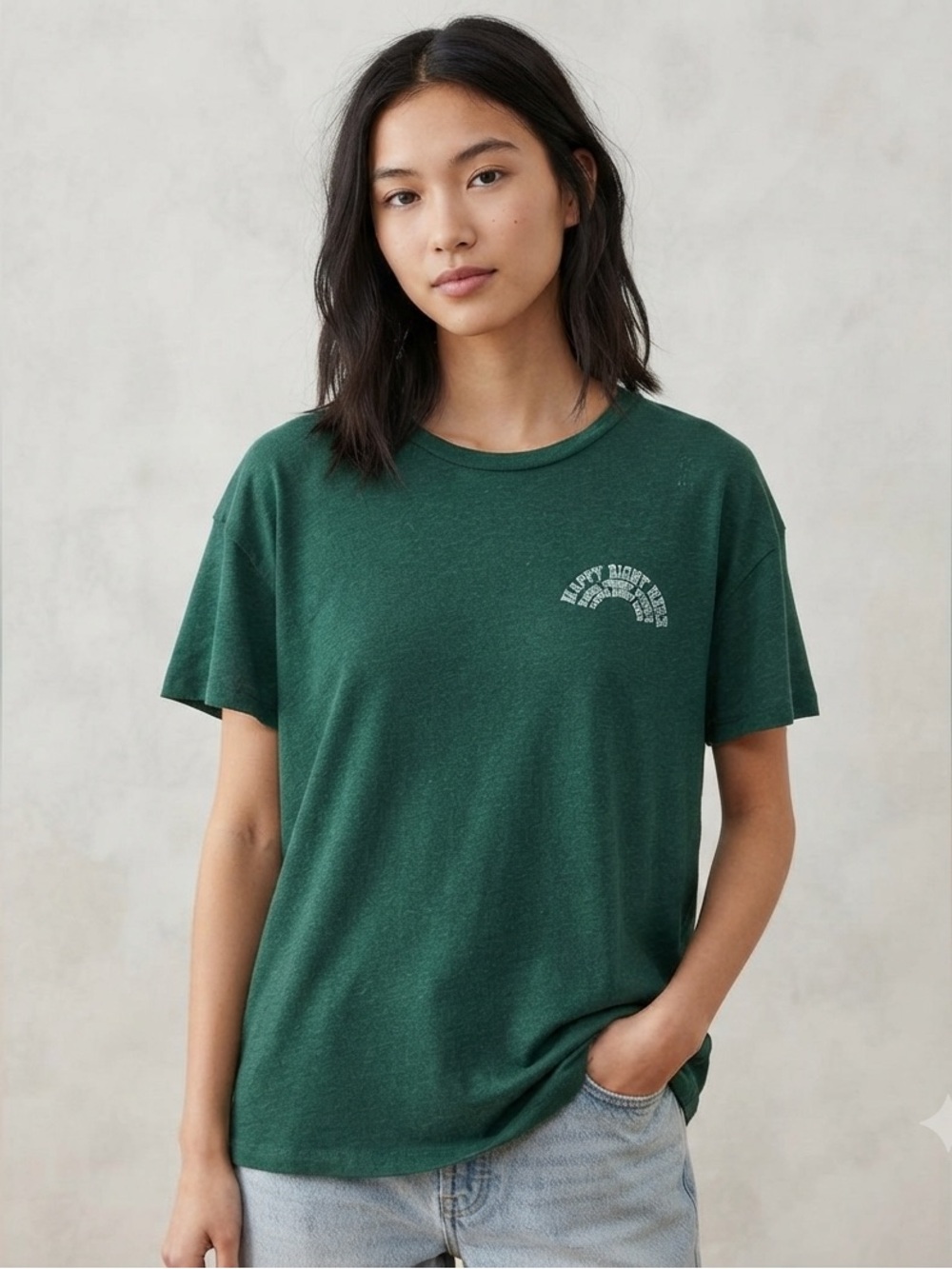 Aerie Green Short Sleeve “Happy Right Here” Tee